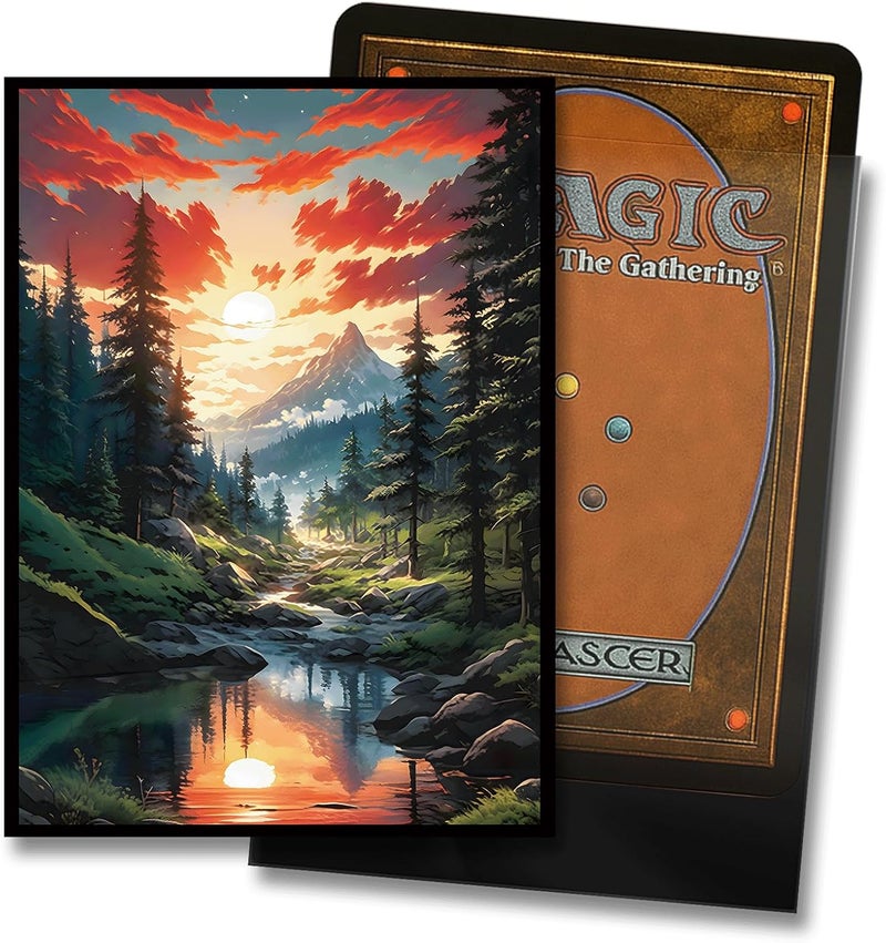 Kiiransr MTG Card Sleeves - Taiga(Red Green) - Fantasy Dual Lands Series - Ultra Clear Front & Matte Finish Back, 100 Count Standard Size TCG Art Sleeves for Magic The Gathering - Image 2